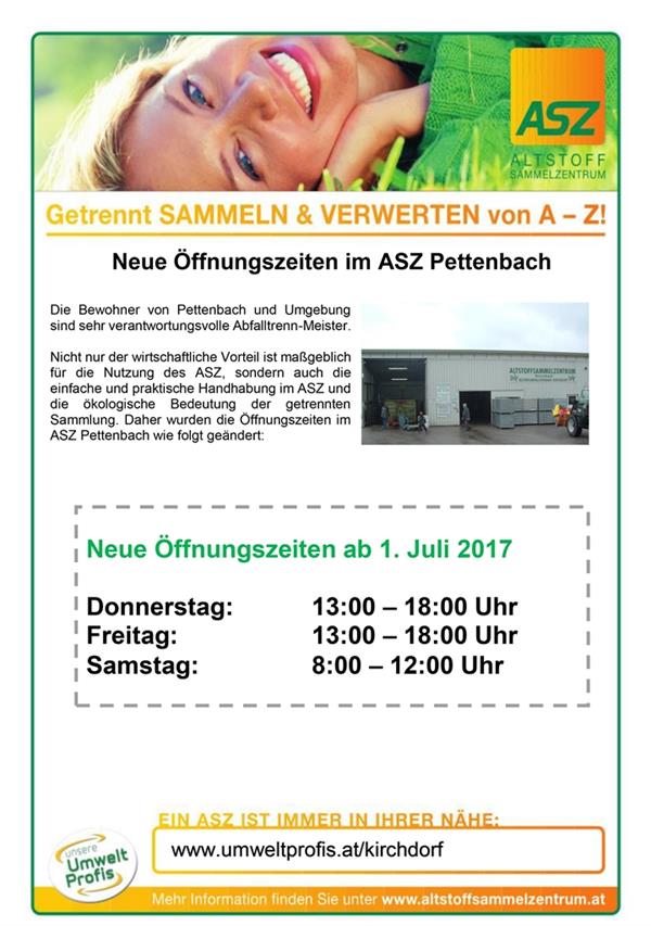 2017-05 Neue Öffnungszeiten im ASZ Pettenbach
